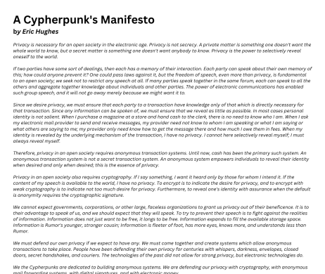 Cypherpunk Manifesto